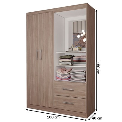 Guarda-Roupa Infantil Gabe 2 Portas 2 Gavetas com Espelho Demolição - Panorama Móveis