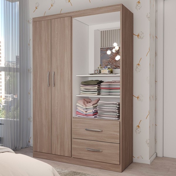 Guarda-Roupa Infantil Gabe 2 Portas 2 Gavetas com Espelho Demolição - Panorama Móveis