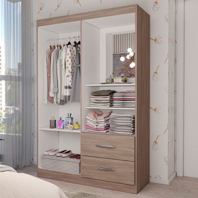 Guarda-Roupa Infantil Gabe 2 Portas 2 Gavetas com Espelho Demolição - Panorama Móveis