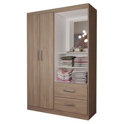 Guarda-Roupa Solteiro Gabe 2 Portas 2 Gavetas com Espelho Demolição - Panorama Móveis