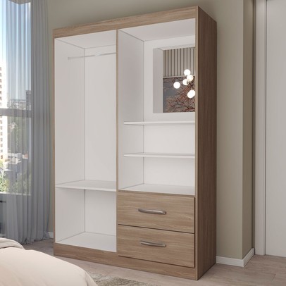 Guarda-Roupa Solteiro Gabe 2 Portas 2 Gavetas com Espelho Demolição - Panorama Móveis