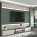 Painel para TV 85 Polegadas Imperator 3 Portas 100% Mdf com Led Off White/Verde - Panorama Móveis