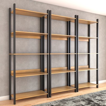 Sapateira Jordan Estilo Industrial 30 Pares Freijó/Black - Panorama Móveis