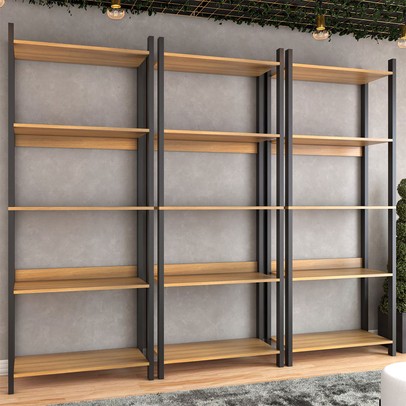 Sapateira Jordan Estilo Industrial 30 Pares Freijó/Black - Panorama Móveis