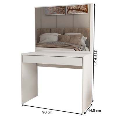 Penteadeira Magnifique 1 Gaveta com Divisória e Espelho Branco - Panorama Móveis