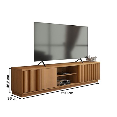 Rack para TV Até 75 Polegadas Ripado 2 Portas Naturalle - Panorama Móveis