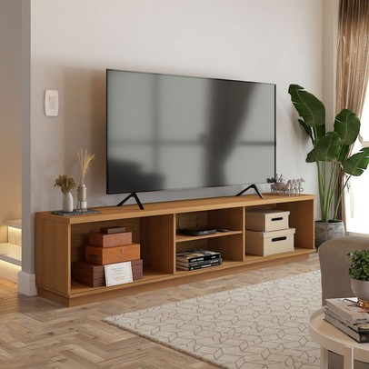 Rack para TV Até 75 Polegadas Ripado 2 Portas Naturalle - Panorama Móveis