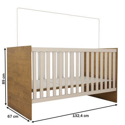 Berço Baby 100% Mdf com Mosquiteiro Branco/Madeirado Ypê - Panorama Móveis