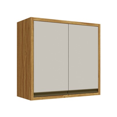 Armário Aéreo Cozinha 80 Cm Tempranillo 2 Portas 100% Mdf  Amêndoa/Off White - Rio Doce