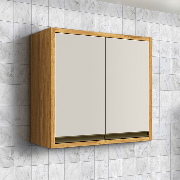 Armário Aéreo Cozinha 80 Cm Tempranillo 2 Portas 100% Mdf  Amêndoa/Off White - Rio Doce