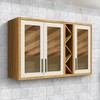 Armário Aéreo de Cozinha 120 Cm Tempranillo 3 Portas com Vidro Reflecta 100% Mdf Amêndoa/Off White - Rio Doce