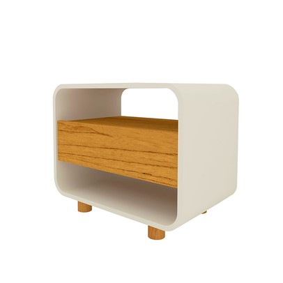 Mesa de Cabeceira Innova 1 Gaveta 100% Mdf Off White/Naturale - Gelius