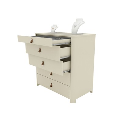 Cômoda Innova 5 Gavetas 100% Mdf com Vidro Off White - Gelius