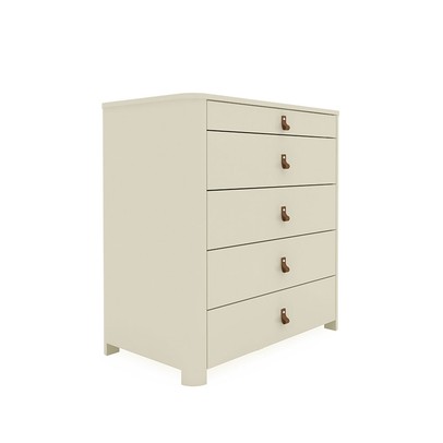 Cômoda Innova 5 Gavetas 100% Mdf com Vidro Off White - Gelius