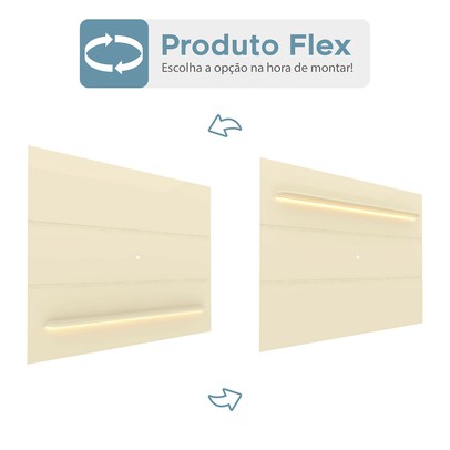 Painel para TV Até 85 Polegadas Royal 1 Prateleira 100% Mdf com Led Off White - Gelius