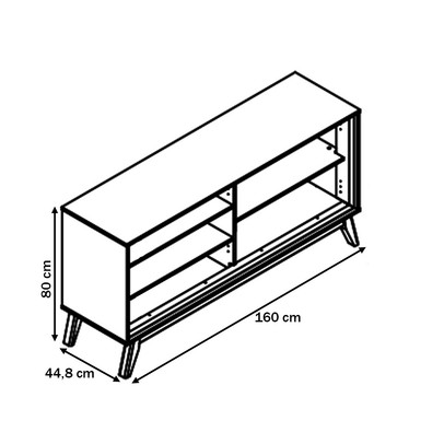 Balcão Buffet Requinte 4 Portas 100% Mdf com Led Naturale/Off White - Gelius