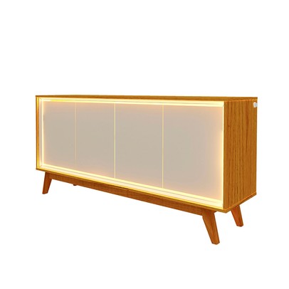 Balcão Buffet Requinte 4 Portas 100% Mdf com Led Naturale/Off White - Gelius