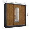 Guarda-Roupa Santiago 3 Portas 3 Gavetas com Espelho Preto/Cinamomo - Carioca Móveis