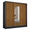 Guarda-Roupa Santiago 3 Portas 3 Gavetas com Espelho Preto/Cinamomo - Carioca Móveis