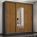 Guarda-Roupa Santiago 3 Portas 3 Gavetas com Espelho Preto/Cinamomo - Carioca Móveis