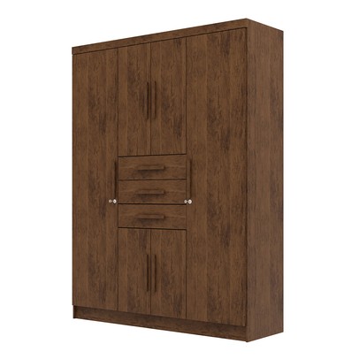 Guarda-Roupa Casal Taurus 6 Portas 3 Gavetas Imbuia/Rústico - Pnr Móveis