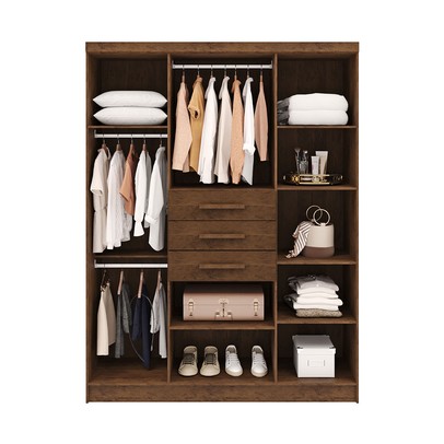 Guarda-Roupa Casal Taurus 6 Portas 3 Gavetas Imbuia/Rústico - Pnr Móveis