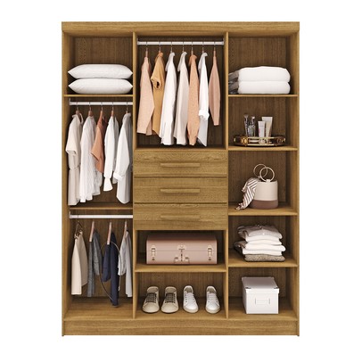 Guarda-Roupa Casal Taurus 6 Portas 3 Gavetas Nature - Pnr Móveis