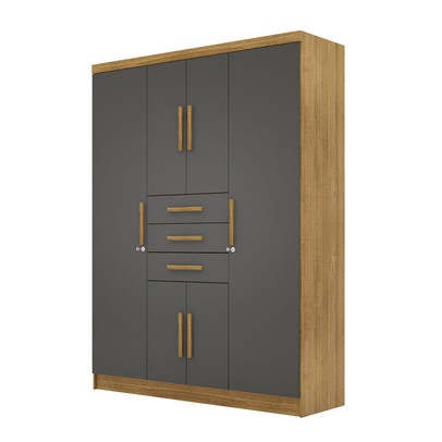 Guarda-Roupa Casal Taurus 6 Portas 3 Gavetas Nature/Alasca - Pnr Móveis