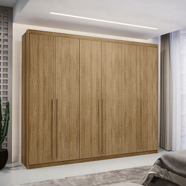 Guarda-Roupa Casal Vancouver Majestic 6 Portas 3 Gavetas 100% Mdf Nature - Pnr Móveis