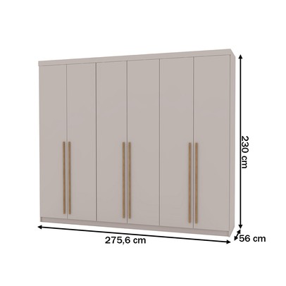 Guarda-Roupa Casal Vancouver Majestic 6 Portas 3 Gavetas 100% Mdf Fendi - Pnr Móveis