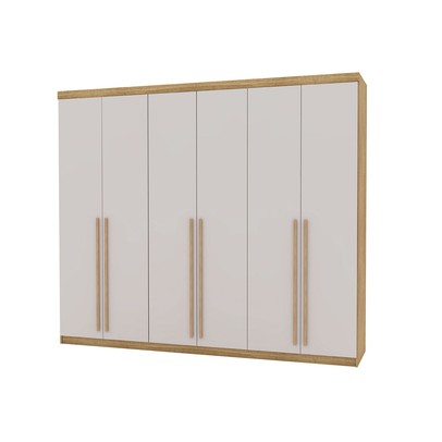 Guarda-Roupa Casal Vancouver Majestic 6 Portas 3 Gavetas 100% Mdf Nature/Fendi - Pnr Móveis