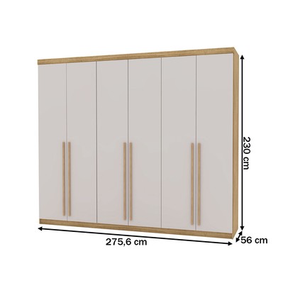 Guarda-Roupa Casal Vancouver Majestic 6 Portas 3 Gavetas 100% Mdf Nature/Fendi - Pnr Móveis