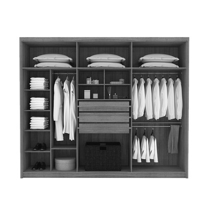 Guarda-Roupa Casal Vancouver Majestic 6 Portas 3 Gavetas 100% Mdf Nature/Fendi - Pnr Móveis
