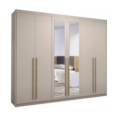 Guarda-Roupa Casal Alfa Magestic 6 Portas 6 Gavetas 100% Mdf com Espelho Fendi - Pnr Móveis