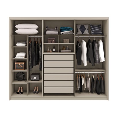 Guarda-Roupa Casal Alfa Magestic 6 Portas 6 Gavetas 100% Mdf com Espelho Fendi - Pnr Móveis