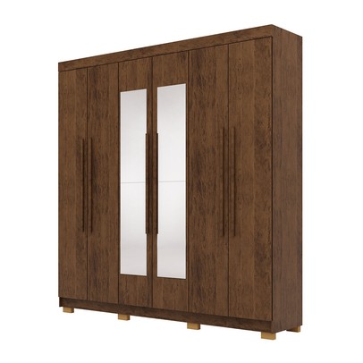 Guarda-Roupa Casal Bahamas 6 Portas 2 Gavetas com Espelho Imbuia - Pnr Móveis