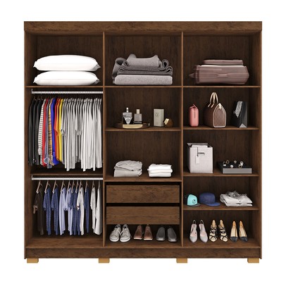 Guarda-Roupa Casal Bahamas 6 Portas 2 Gavetas com Espelho Imbuia - Pnr Móveis