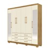 Guarda-Roupa Casal Democrata 6 Portas 6 Gavetas com Espelho 100% Mdf Nature/Champanhe - Pnr Móveis