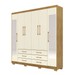 Guarda-Roupa Casal Democrata 6 Portas 6 Gavetas com Espelho 100% Mdf Nature/Champanhe - Pnr Móveis