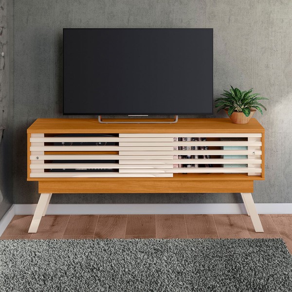 Rack para TV Até 65 Polegadas Frizz 2 Portas Cinamomo/Off White - Madetec