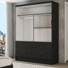Guarda-Roupa Solteiro Taylor 2 Portas de Correr 6 Gavetas com Espelho Preto - Panorama Móveis