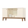 Balcão Buffet Bali 4 Portas Ripado com Vidro Off White/Nature - Henn