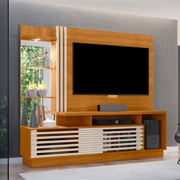 Estante para TV Até 60 Polegadas Frizz Plus 2 Portas Cinamomo/Off White - Madetec
