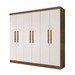 Guarda-Roupa Casal Malibu 6 Portas 4 Gavetas Jequitibá/Off White - J&a Móveis