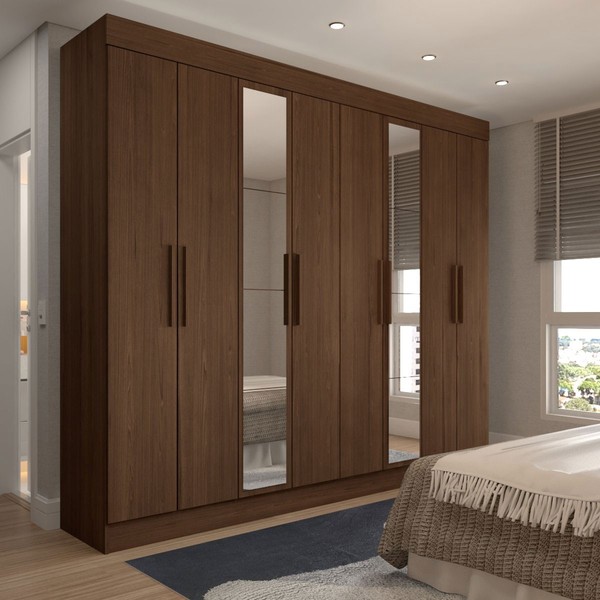 Guarda-Roupa Casal Castlewood com Espelho Master Castanho Hp - Panorama Móveis