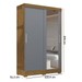 Guarda-Roupa Solteiro Ipanema 2 Portas 2 Gavetas Flex Nature/Cinza - J&a Móveis