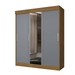 Guarda-Roupa Casal Paris 3 Portas 2 Gavetas com Espelho Flex Nature/Cinza - J&a Móveis