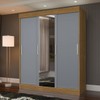 Guarda-Roupa Casal Paris 3 Portas 2 Gavetas com Espelho Flex Nature/Cinza - J&a Móveis