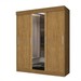 Guarda-Roupa Casal Paris 3 Portas 2 Gavetas com Espelho Flex Nature/Cinza - J&a Móveis