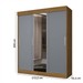 Guarda-Roupa Casal Paris 3 Portas 2 Gavetas com Espelho Flex Nature/Cinza - J&a Móveis